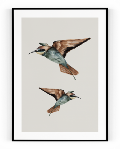 Plakát / Obraz Two Bird - Velikost: A4 - 21 x 29,7 cm, Materiál: Samolepící plátno, Bílý okraj: S okrajem