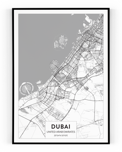 Plakát / Obraz Mapa Dubai - Rozměr: 50 x 70 cm, Materiál: Tiskové plátno