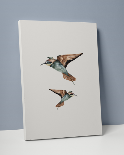 Plakát / Obraz Two Bird - Velikost: 30 x 40 cm, Materiál: Samolepící plátno, Bílý okraj: S okrajem