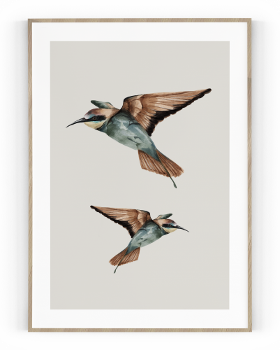 Plakát / Obraz Two Bird - Velikost: 30 x 40 cm, Materiál: Napnuté plátno na dřevěném rámu, Bílý okraj: Bez okraje