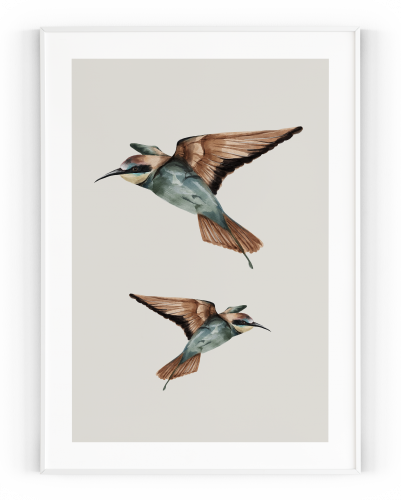 Plakát / Obraz Two Bird - Rozměr: 50 x 70 cm, Materiál: Tiskové plátno, Bílý okraj: Bez okraje